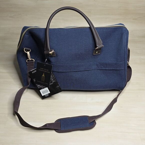 London Fog Yorkshire Large Satchel Bag Navy Blue New with Tags - Picture 5 of 13